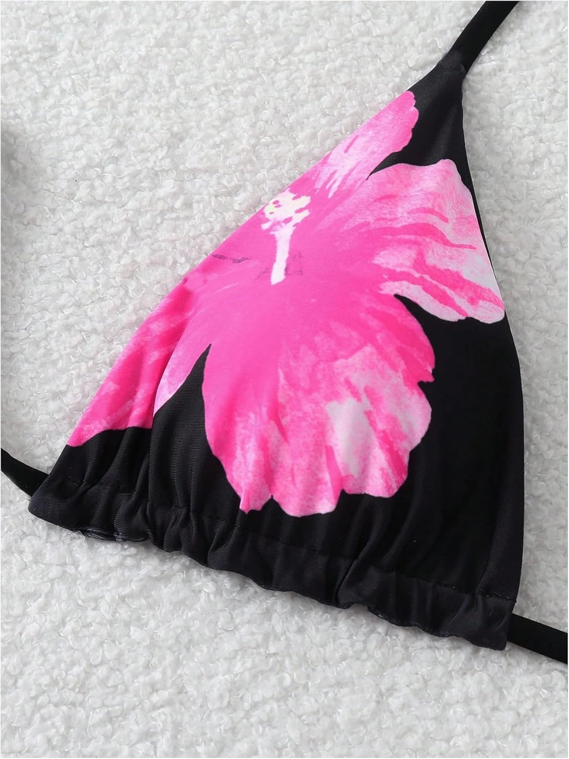 Verdusa Women's Reversible Floral Print Triangle Halter Bikini Tops Tie Backless Swimwear Top