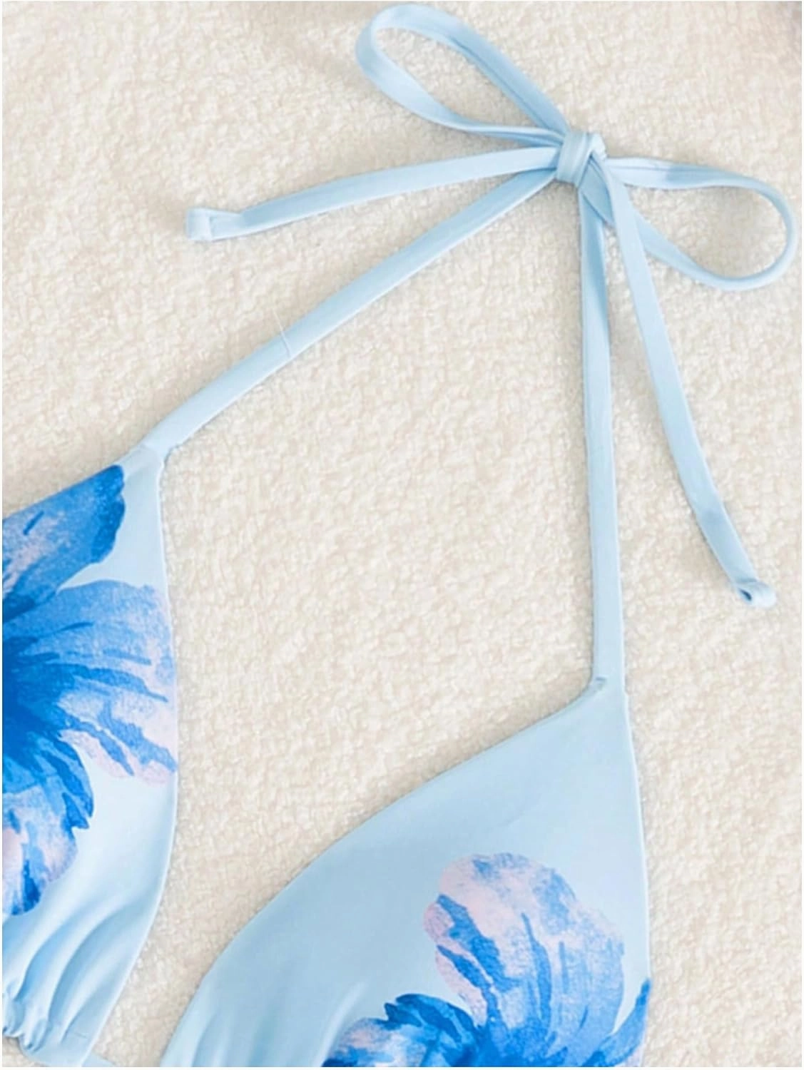 Verdusa Women's Reversible Floral Print Triangle Halter Bikini Tops Tie Backless Swimwear Top