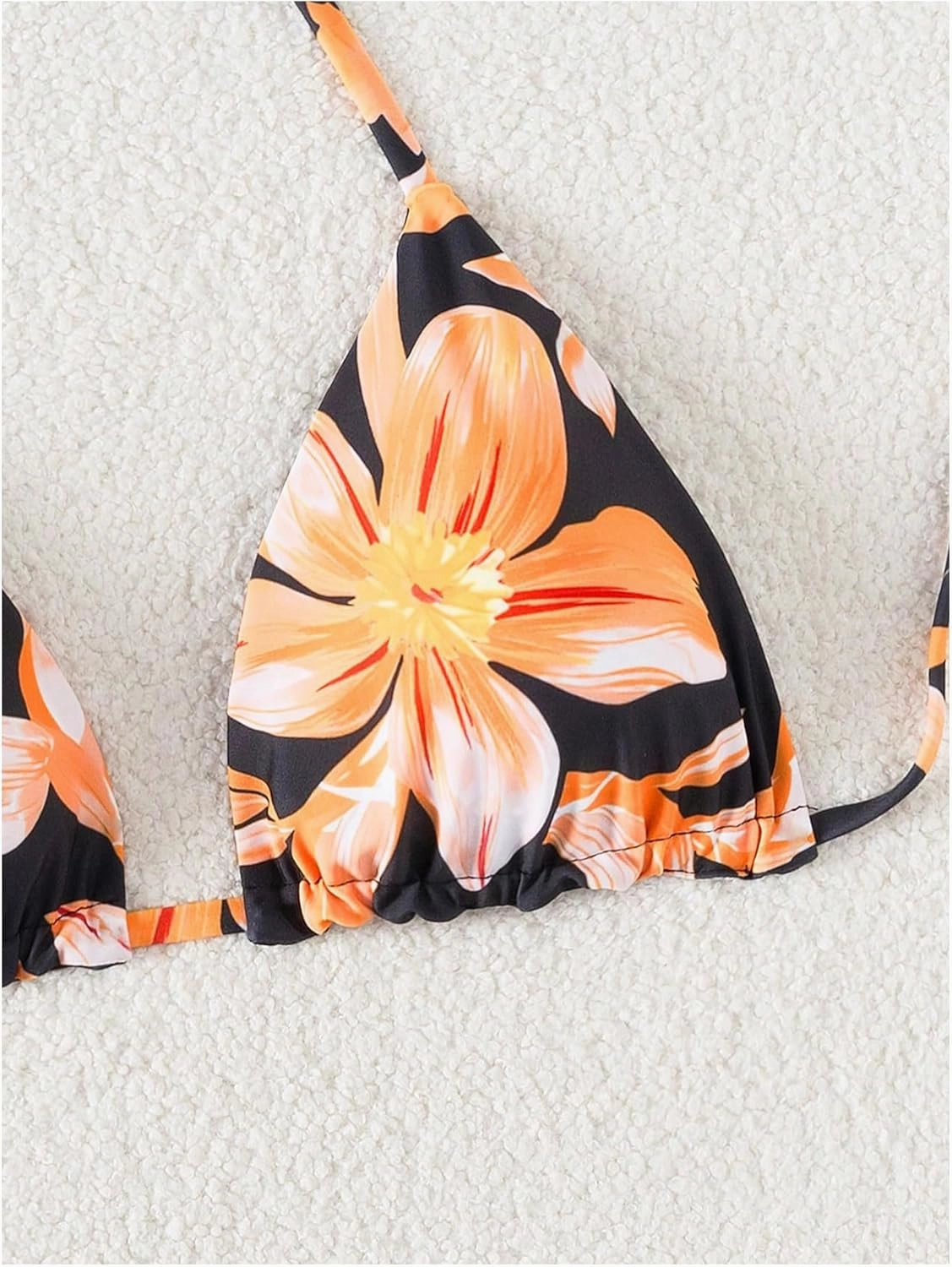 Verdusa Women's Reversible Floral Print Triangle Halter Bikini Tops Tie Backless Swimwear Top