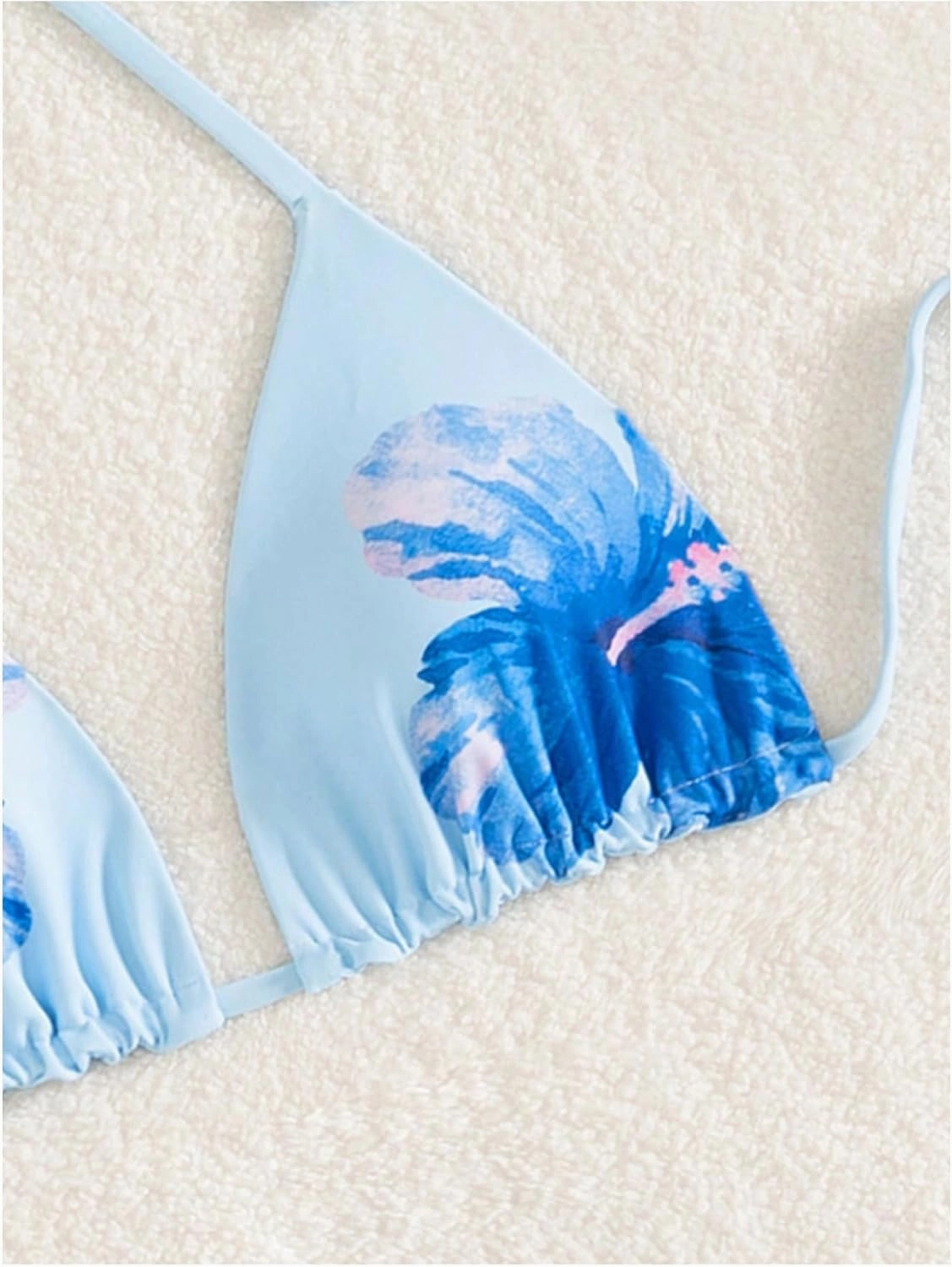 Verdusa Women's Reversible Floral Print Triangle Halter Bikini Tops Tie Backless Swimwear Top