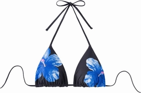 Verdusa Women's Reversible Floral Print Triangle Halter Bikini Tops Tie Backless Swimwear Top