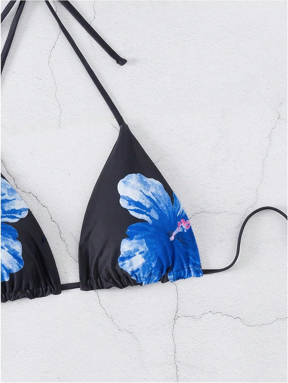 Verdusa Women's Reversible Floral Print Triangle Halter Bikini Tops Tie Backless Swimwear Top
