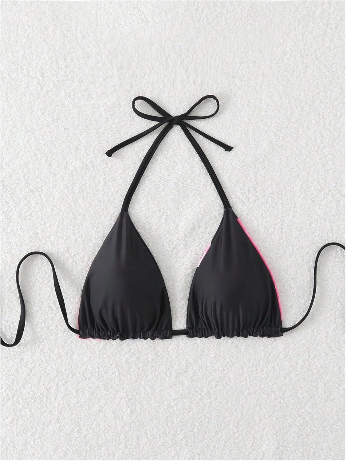 Verdusa Women's Reversible Floral Print Triangle Halter Bikini Tops Tie Backless Swimwear Top