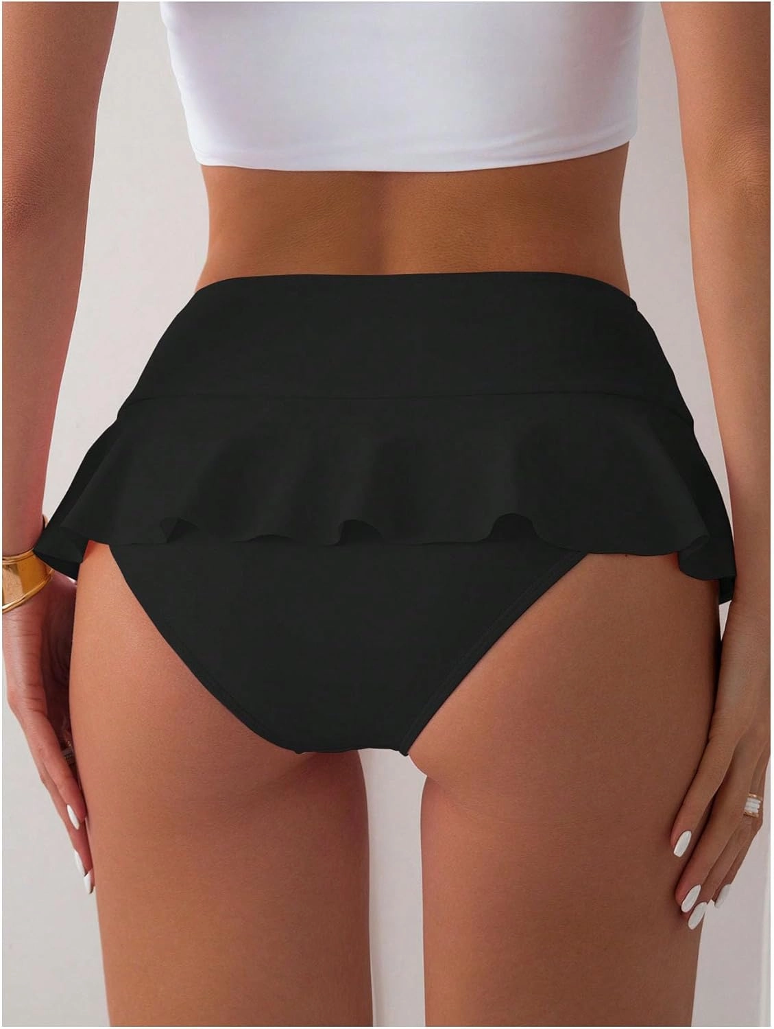 Verdusa Women's Ruffled Bikini Bottoms High Waist Beachwear Swim Briefs