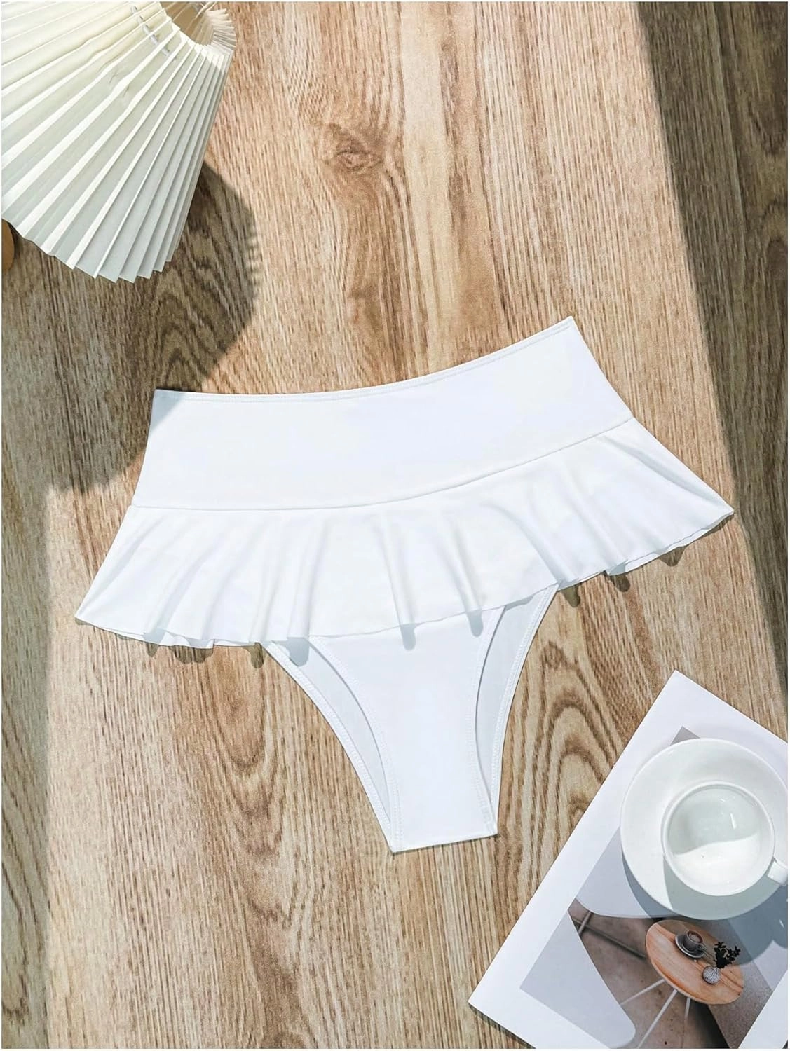 Verdusa Women's Ruffled Bikini Bottoms High Waist Beachwear Swim Briefs