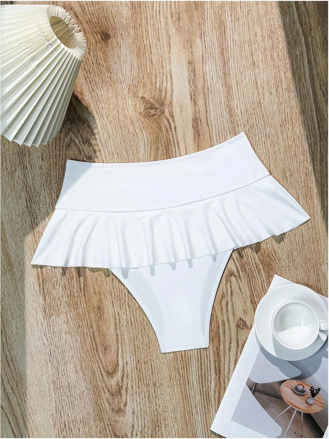 Verdusa Women's Ruffled Bikini Bottoms High Waist Beachwear Swim Briefs