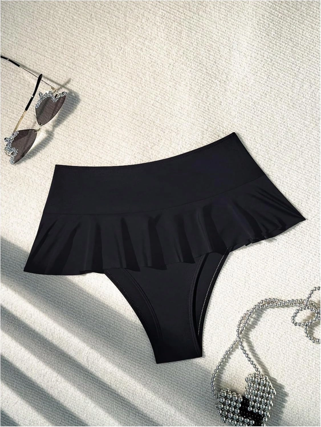 Verdusa Women's Ruffled Bikini Bottoms High Waist Beachwear Swim Briefs