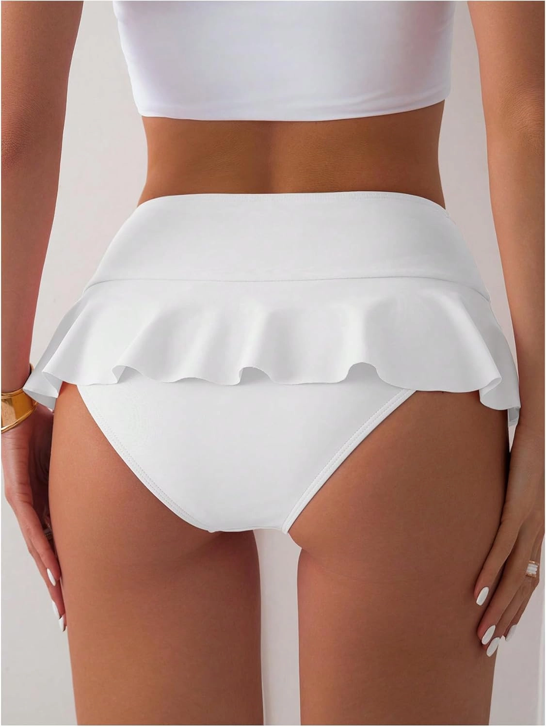Verdusa Women's Ruffled Bikini Bottoms High Waist Beachwear Swim Briefs