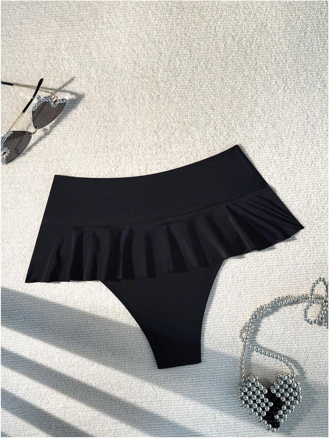 Verdusa Women's Ruffled Bikini Bottoms High Waist Beachwear Swim Briefs