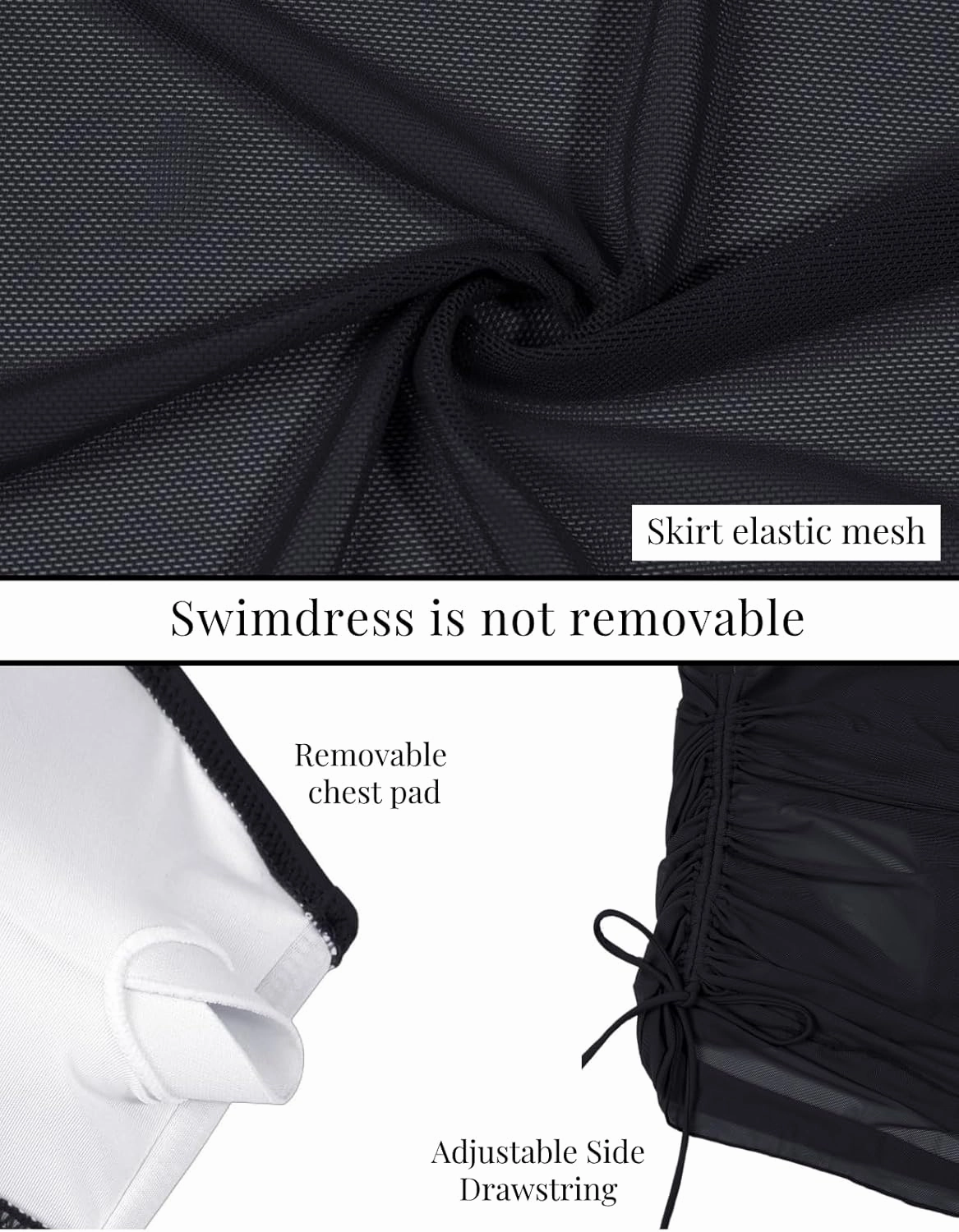 VIMPUNEC Women Sexy One Piece Swim Dress Tummy Control Swimsuits One Shoulder Mesh Bathing Suit Skirts
