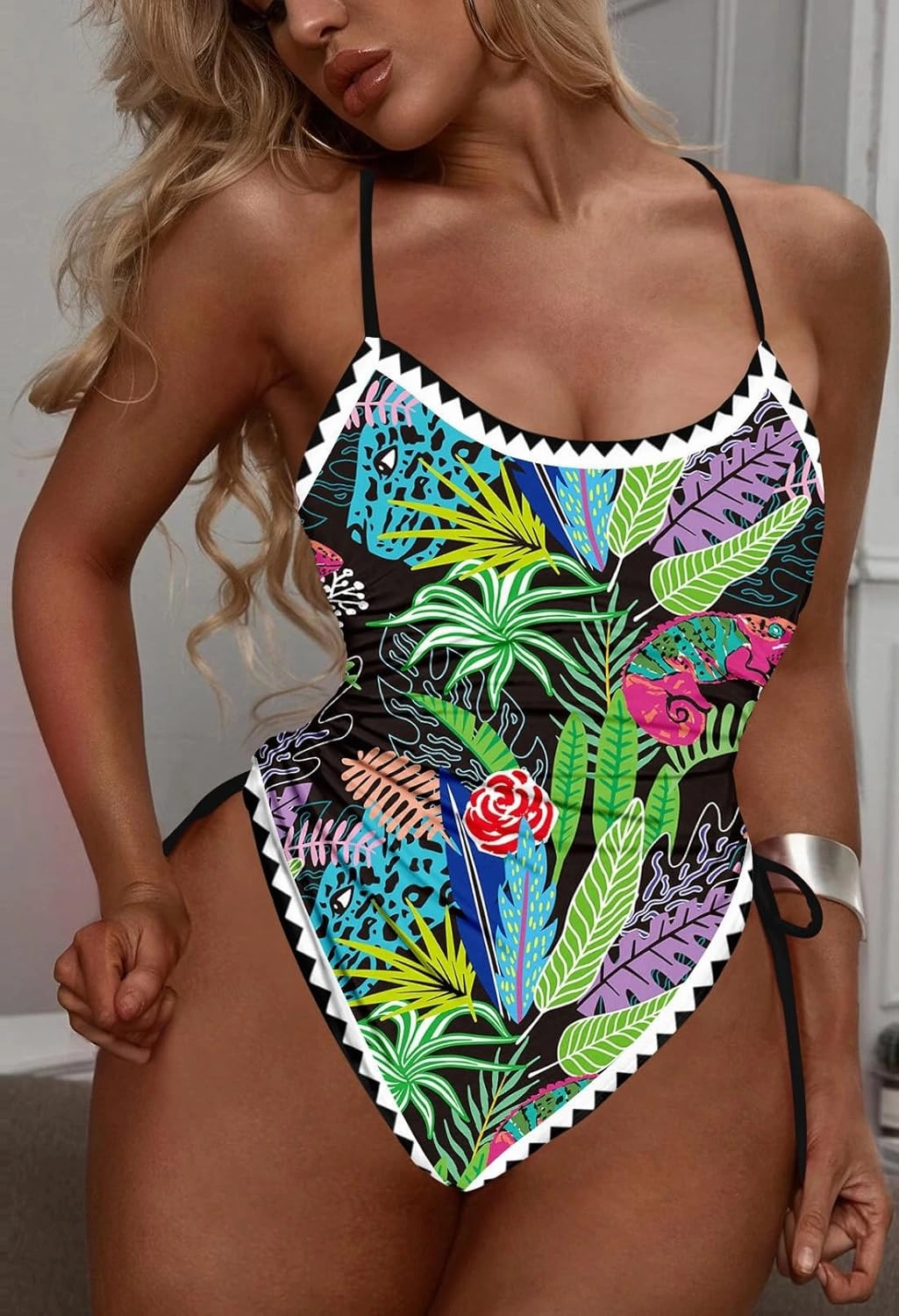 Viottiset Women's Ruched High Cut One Piece Swimsuit Tummy Control Bathing Suit Monokini