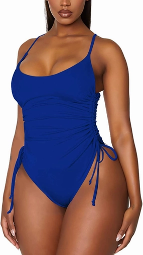 Viottiset Women's Ruched High Cut One Piece Swimsuit Tummy Control Bathing Suit Monokini