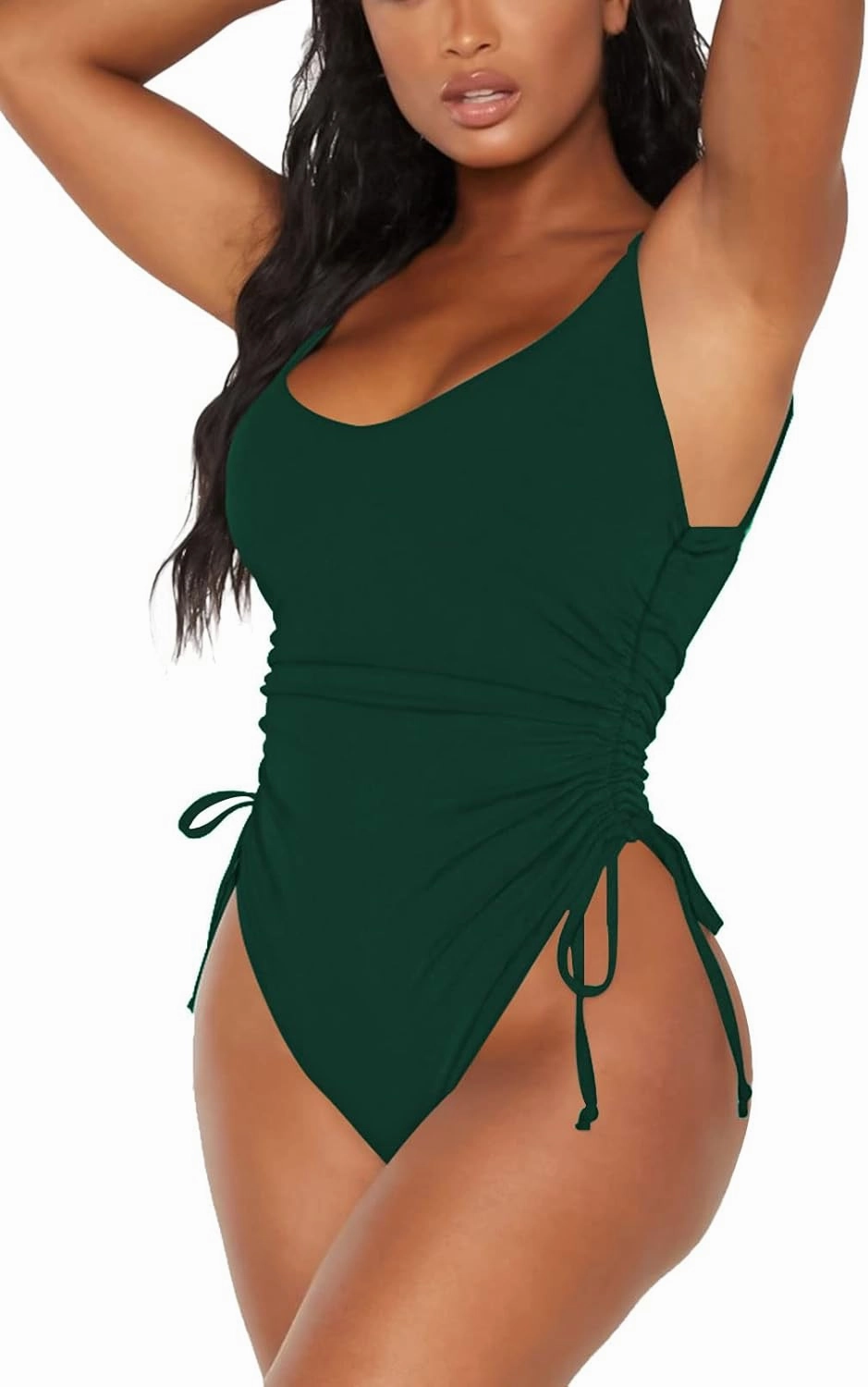 Viottiset Women's Ruched High Cut One Piece Swimsuit Tummy Control Bathing Suit Monokini