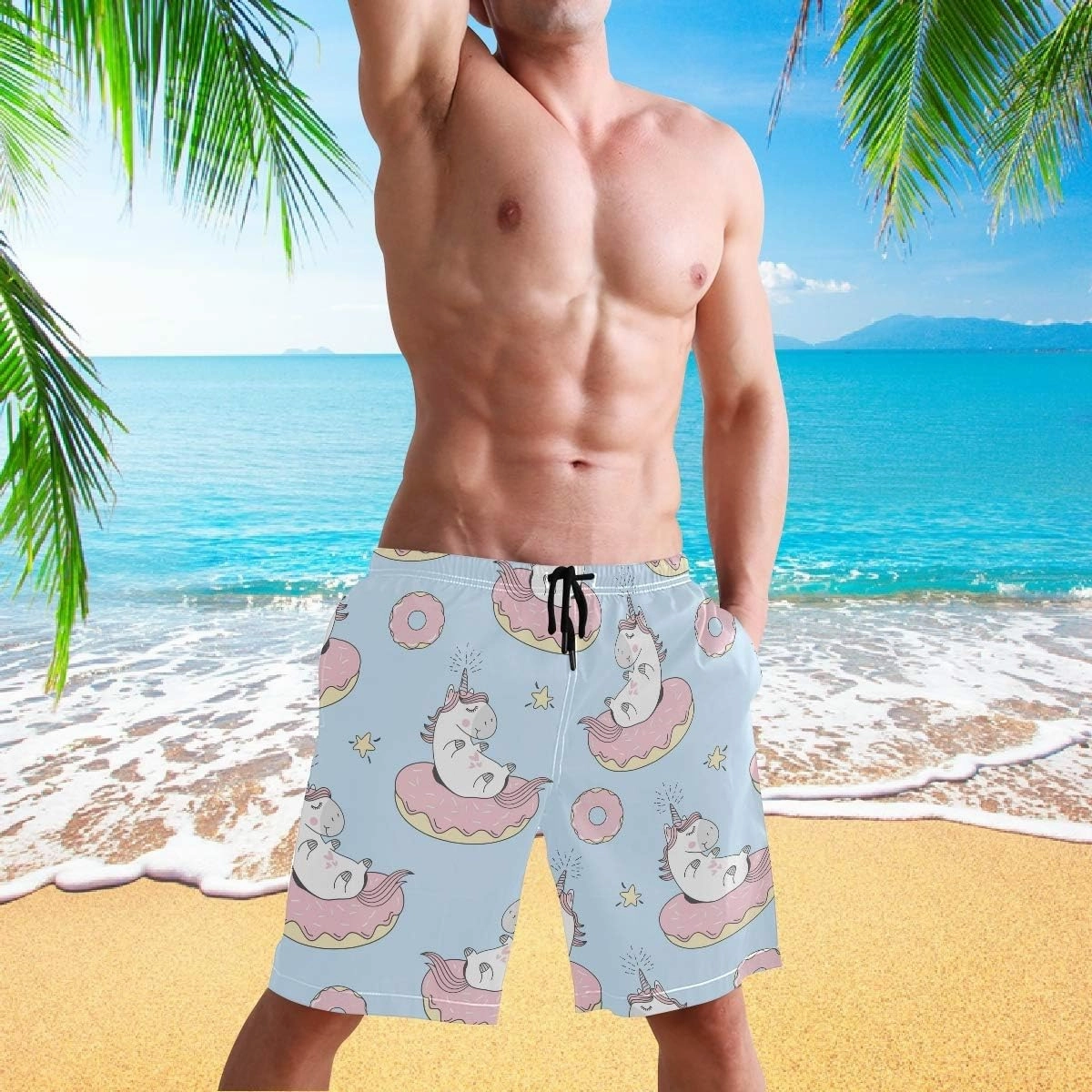 visesunny Men's Novelty Beach Shorts Quick Dry Swimwear Sports Running Swim Board Shorts Bathing Suits