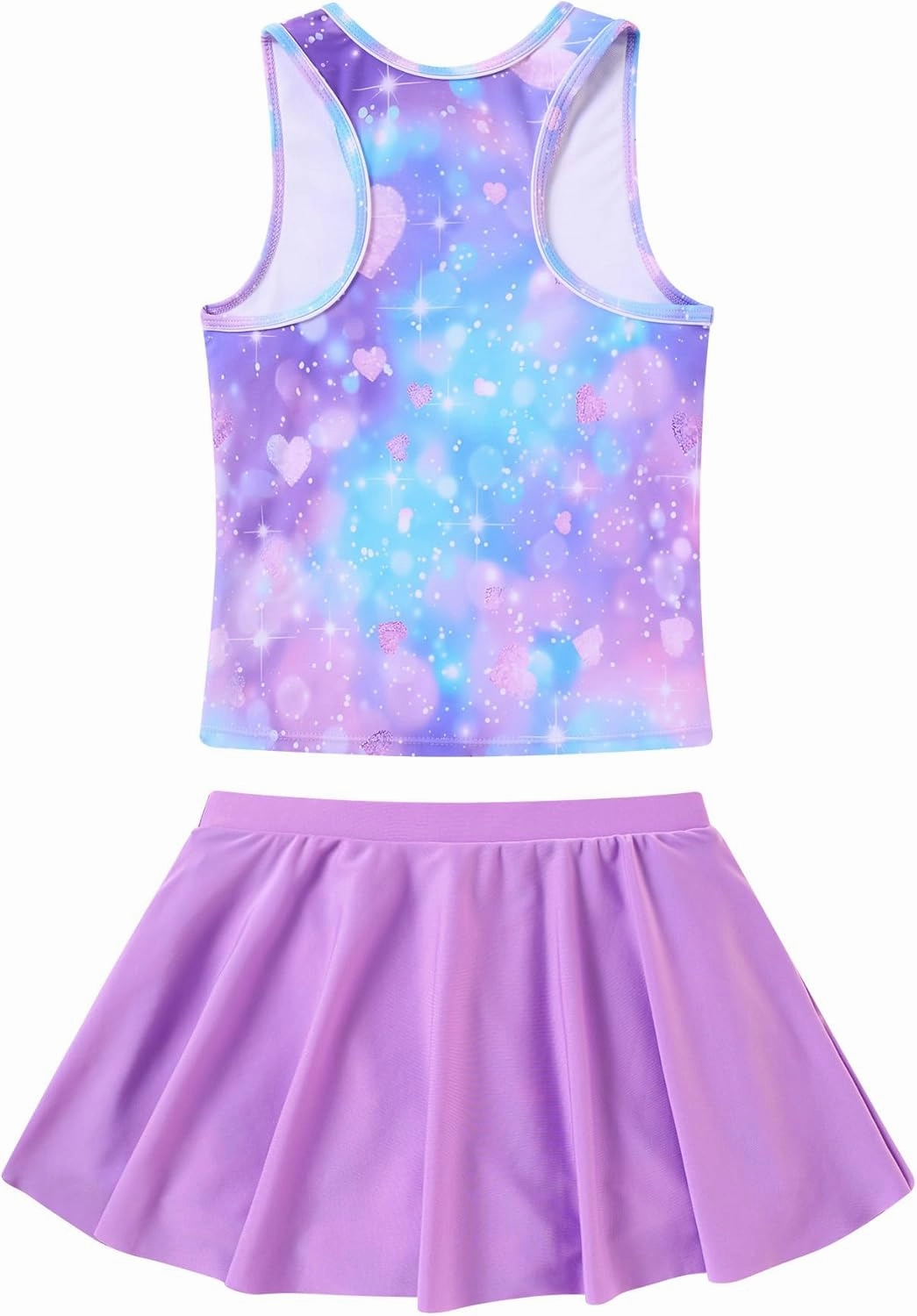 Vogseek 7-12T Girls 2-Piece Bathing Suit Sleeveless Swimsuit Tankini Sets with Shorts Skirt Swimwear