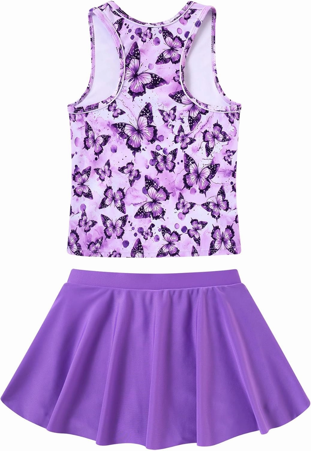 Vogseek 7-12T Girls 2-Piece Bathing Suit Sleeveless Swimsuit Tankini Sets with Shorts Skirt Swimwear