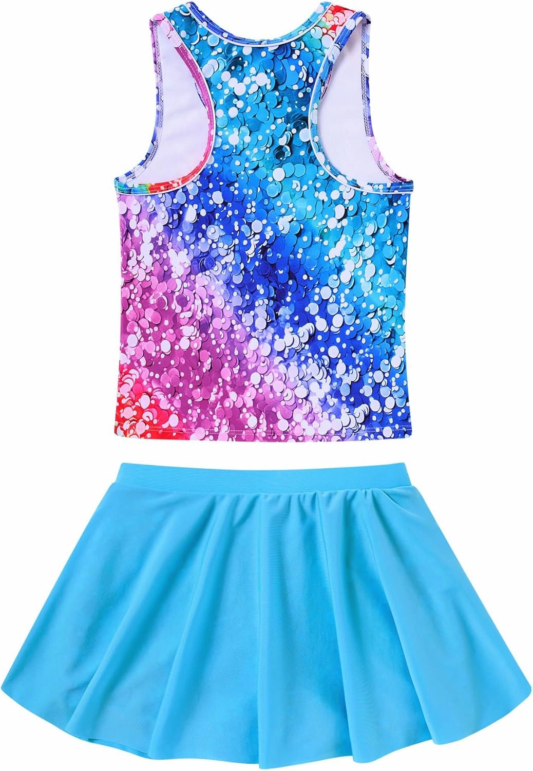 Vogseek 7-12T Girls 2-Piece Bathing Suit Sleeveless Swimsuit Tankini Sets with Shorts Skirt Swimwear