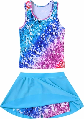 Vogseek 7-12T Girls 2-Piece Bathing Suit Sleeveless Swimsuit Tankini Sets with Shorts Skirt Swimwear