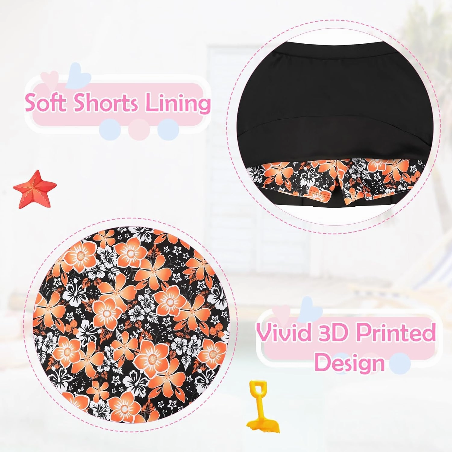 Vogseek 7-12T Girls 2-Piece Bathing Suit Sleeveless Swimsuit Tankini Sets with Shorts Skirt Swimwear