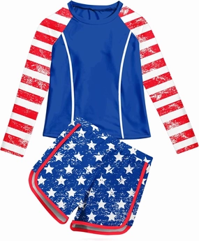 Vogseek Girls Rash Guard Swimsuits 2 Piece Bathing Suit UPF 50  Summer Swimwear Size 7-12T