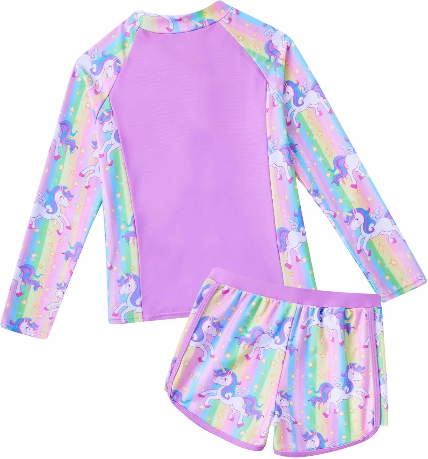 Vogseek Girls Swimsuits 5-9 Years 2 Piece Zip Rashguard Sets Long Sleeve Bathing Suit
