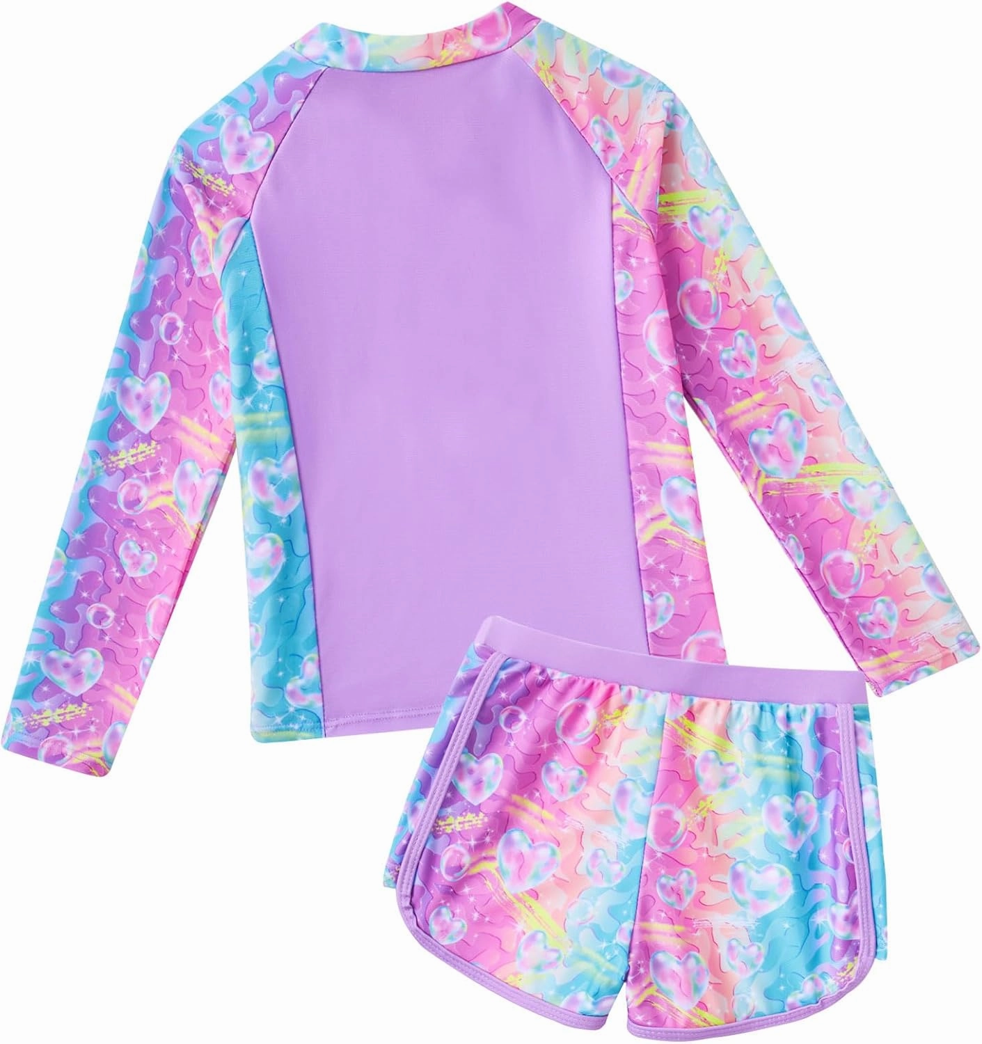 Vogseek Girls Swimsuits 5-9 Years 2 Piece Zip Rashguard Sets Long Sleeve Bathing Suit