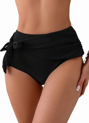 WDIRARA Women's Ruffle Bikini Bottoms High Waist Full Coverage Swim Briefs Bathing Suit Beachwear