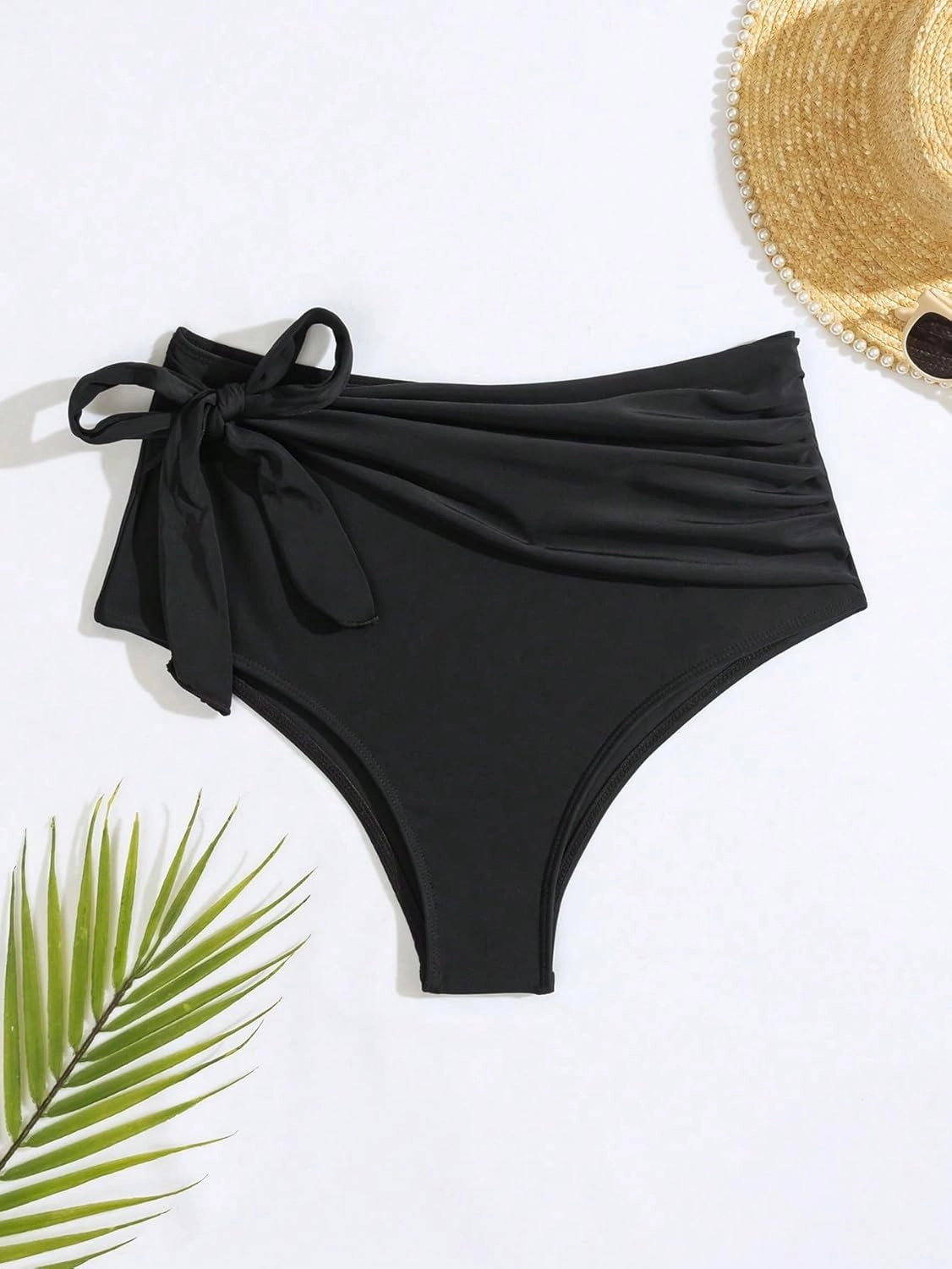 WDIRARA Women's Ruffle Bikini Bottoms High Waist Full Coverage Swim Briefs Bathing Suit Beachwear