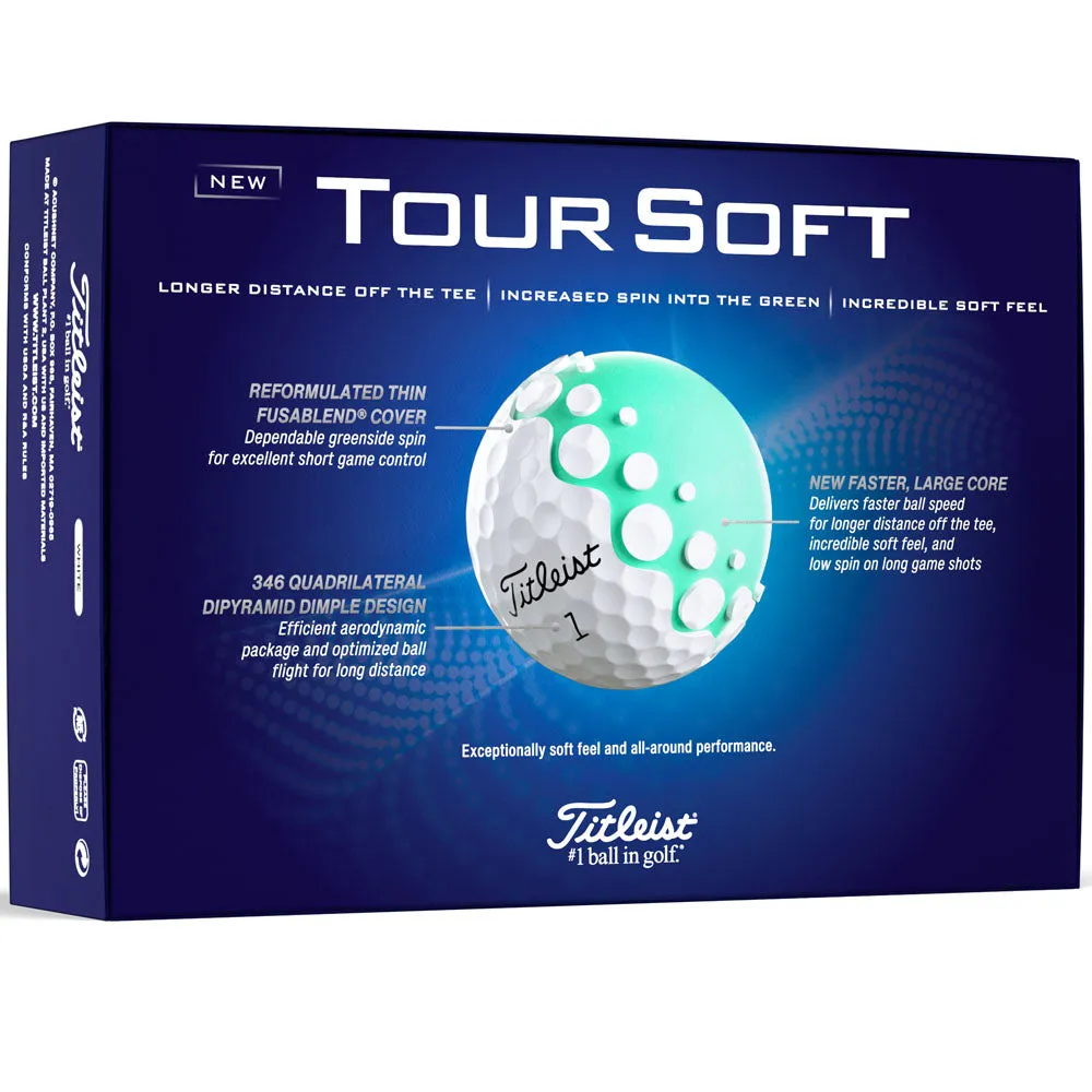 Titleist Tour Soft Golf Balls - White - 12 Pack, Recycled golf balls, Fingerless golf gloves