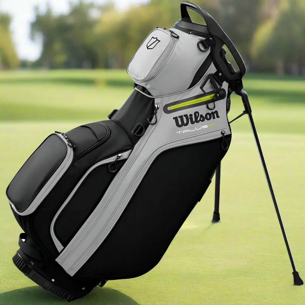 Wilson Talus Stand 14 Bag - Black/Grey/Yellow, Used golf clubs near me, Golf bag cooler pocket