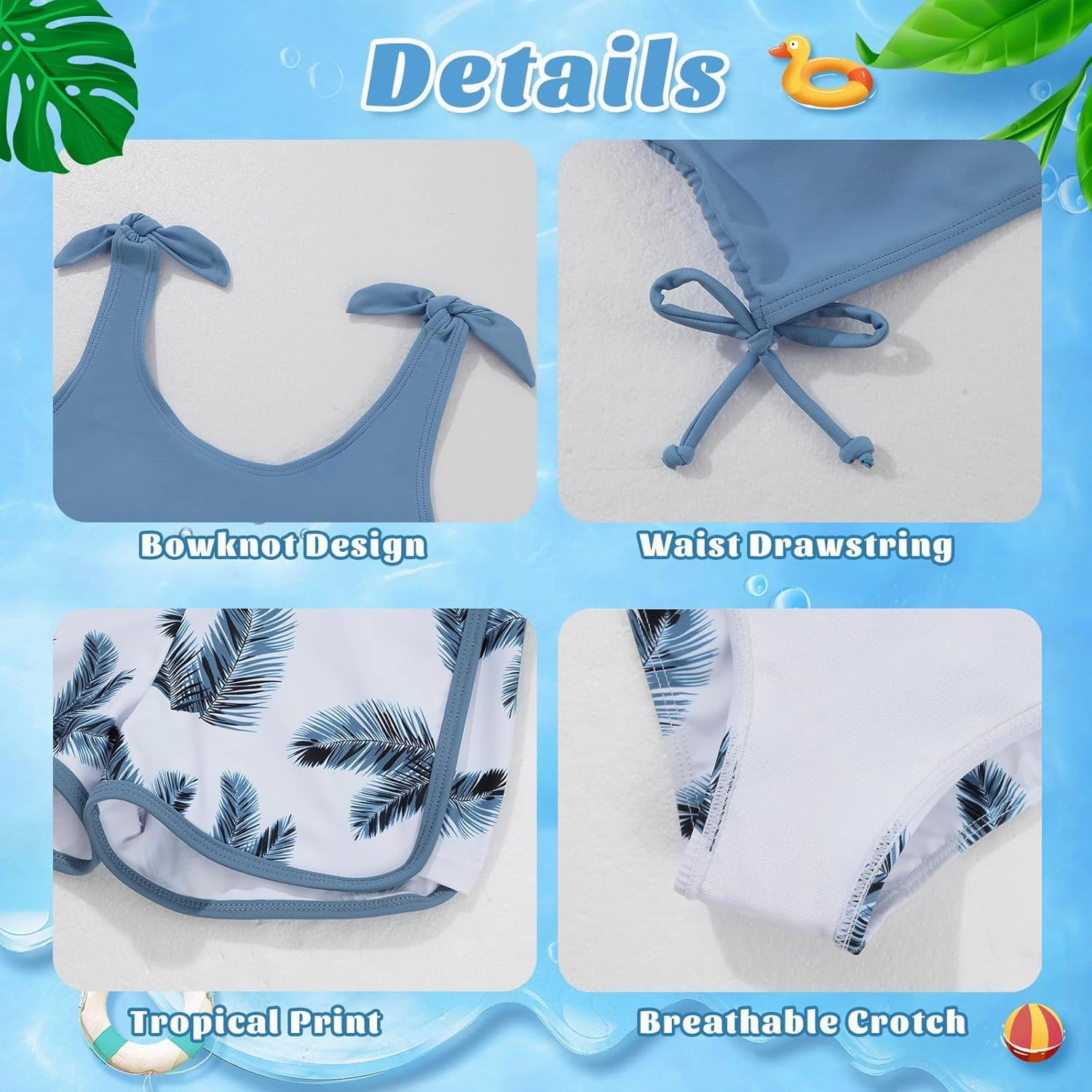 Weixinbuy Girls Swimsuit Bikini Set 3 Piece Kids Tropical Print Swimwear with Shorts Bathing Suit for Teens 9-16 Years