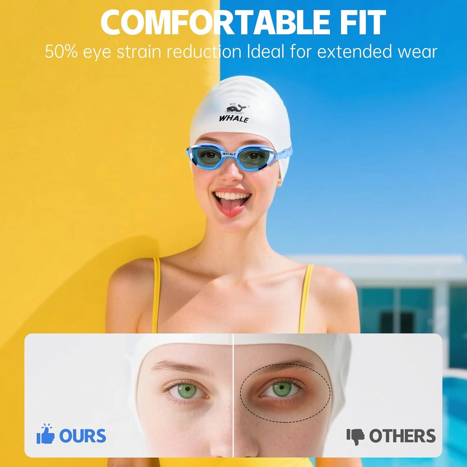 Whale Swim Goggles Adult Swim Goggles Anti Fog Swimming Goggles Wear Comfortable Polarizing Swim Goggles Adult/Unisex