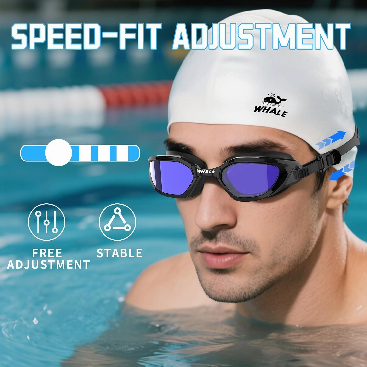 Whale Swimming Goggles Polarized Swim Goggles UV400 Anti-fog Suitable for Adults and Teenagers