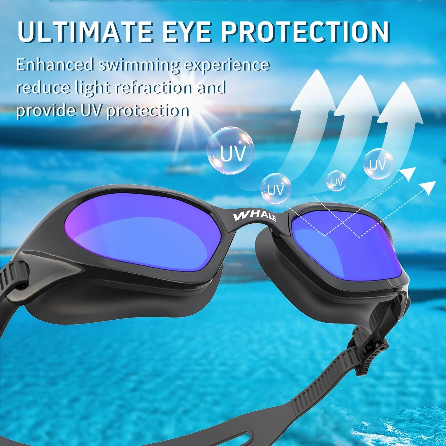 Whale Swimming Goggles Polarized Swim Goggles UV400 Anti-fog Suitable for Adults and Teenagers