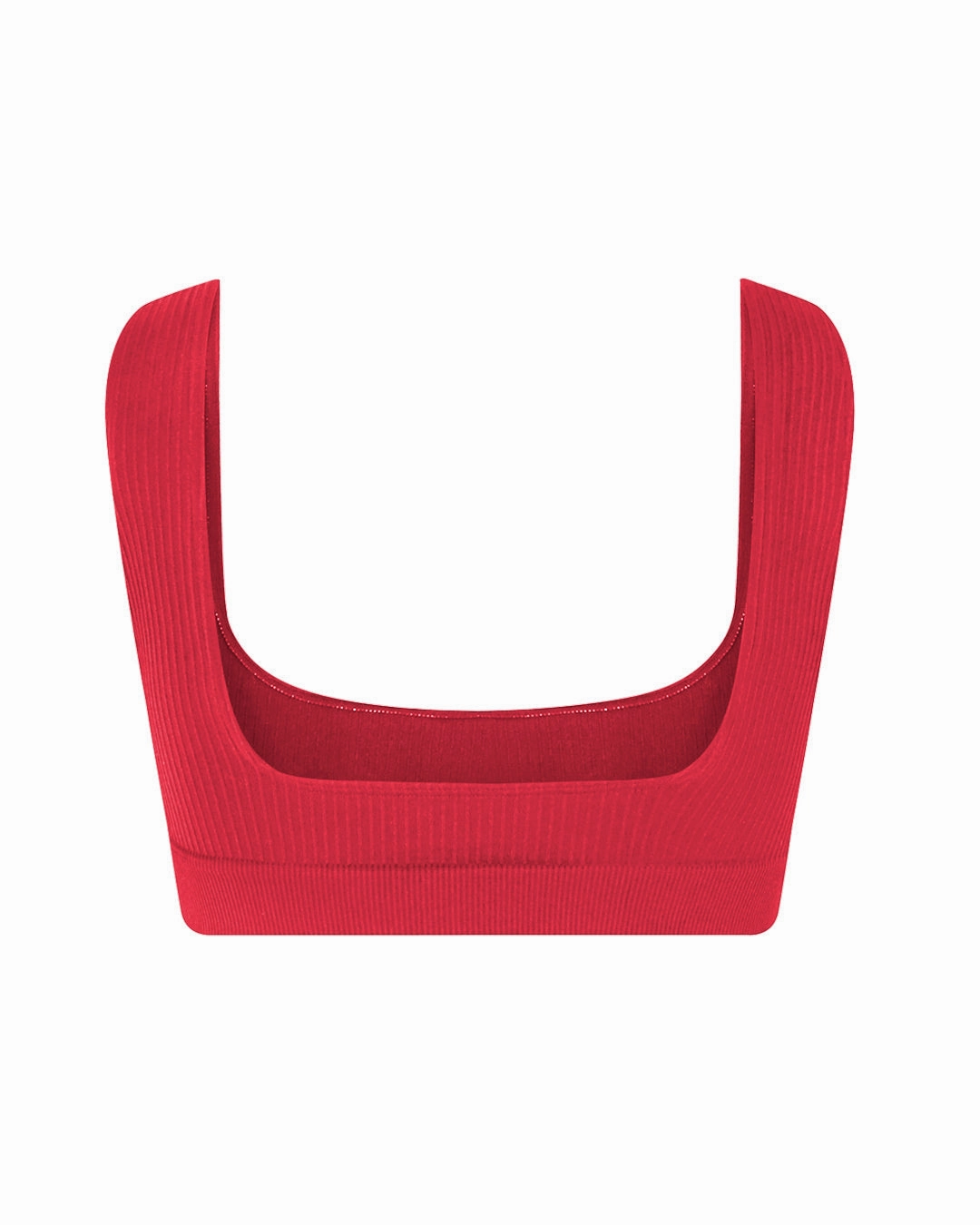WIDE RIBBED SERENE Bikini Bra Top | Cerise