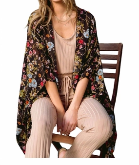 Wildflower Wanderer Kimono In Black