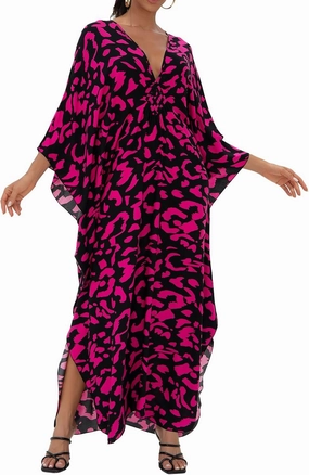 Women Animal Print Kaftan Dresses Plus Size Swimsuit Coverup 2025 Summer Bathing Suit Caftan Loungewear Beach Dress