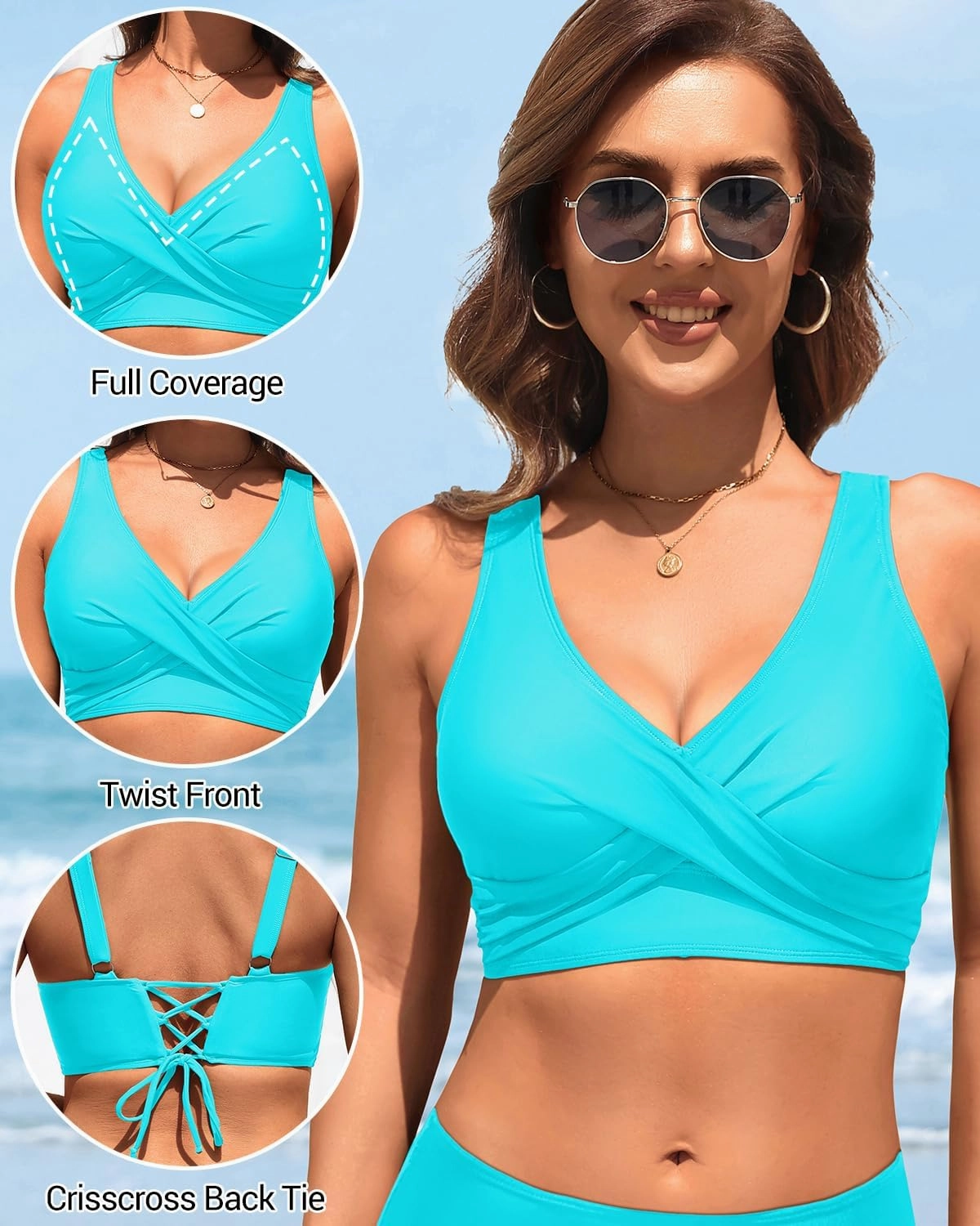 Women Bikini Top - 2025 Full Coverage Swimsuit Tops Large Bust Swim Tops No Bottom