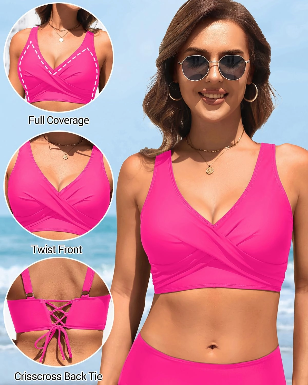 Women Bikini Top - 2025 Full Coverage Swimsuit Tops Large Bust Swim Tops No Bottom