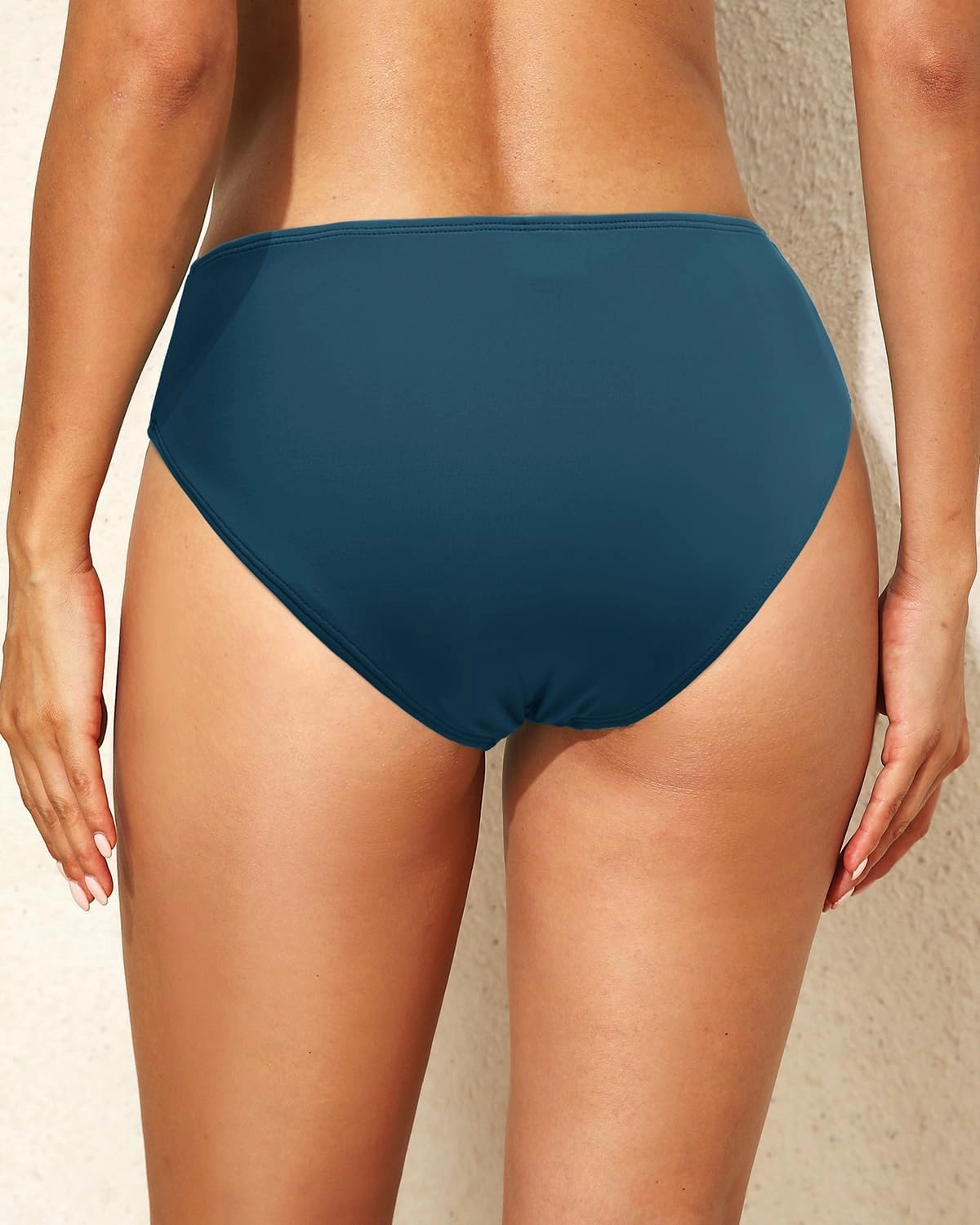Women Full Coverage Bikini Bottoms - Mid Rise Bathing Suit Ruched Swim Bottom Swimsuit Swimwear
