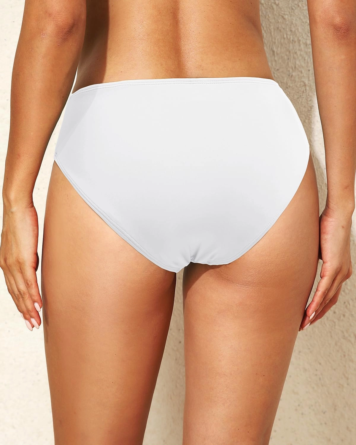 Women Full Coverage Bikini Bottoms - Mid Rise Bathing Suit Ruched Swim Bottom Swimsuit Swimwear