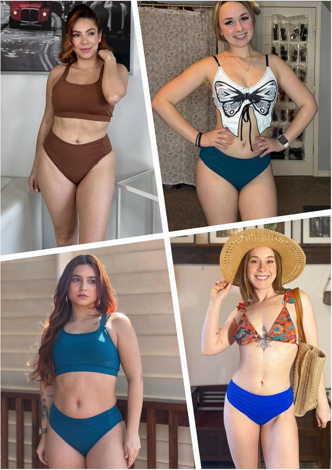 Women Full Coverage Bikini Bottoms - Mid Rise Bathing Suit Ruched Swim Bottom Swimsuit Swimwear