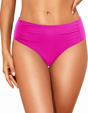 Women Full Coverage Bikini Bottoms - Mid Rise Bathing Suit Ruched Swim Bottom Swimsuit Swimwear
