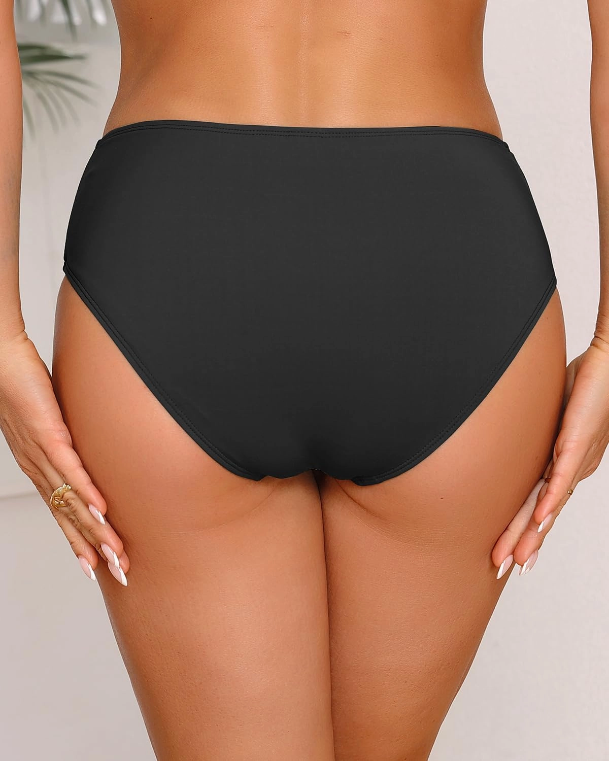 Women Full Coverage Bikini Bottoms - Mid Rise Bathing Suit Ruched Swim Bottom Swimsuit Swimwear