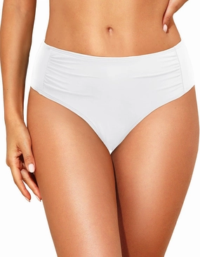 Women Full Coverage Bikini Bottoms - Mid Rise Bathing Suit Ruched Swim Bottom Swimsuit Swimwear