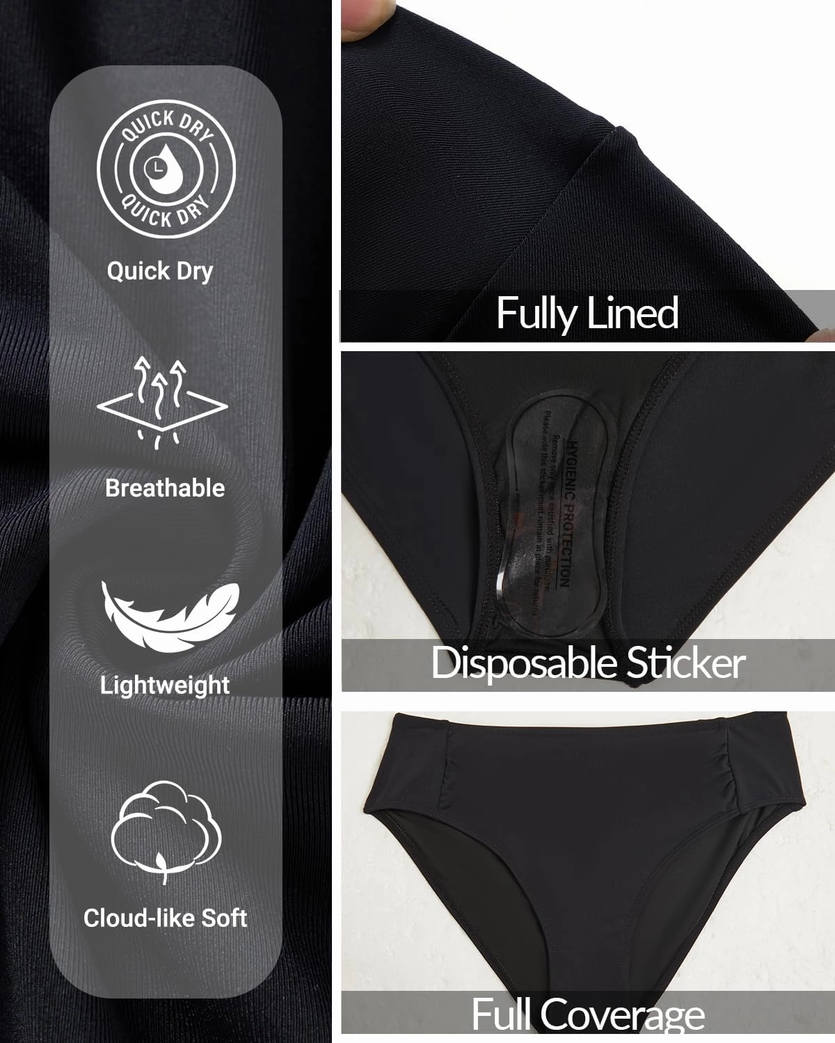 Women Full Coverage Bikini Bottoms - Mid Rise Bathing Suit Ruched Swim Bottom Swimsuit Swimwear