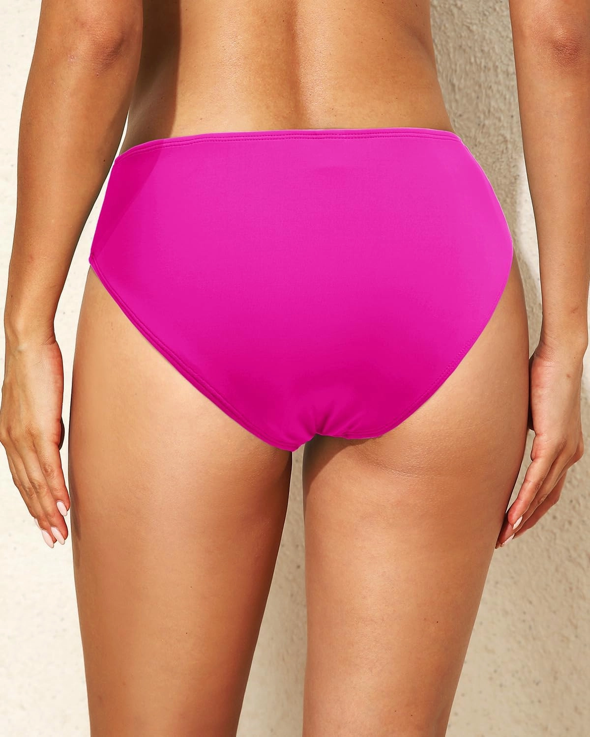Women Full Coverage Bikini Bottoms - Mid Rise Bathing Suit Ruched Swim Bottom Swimsuit Swimwear