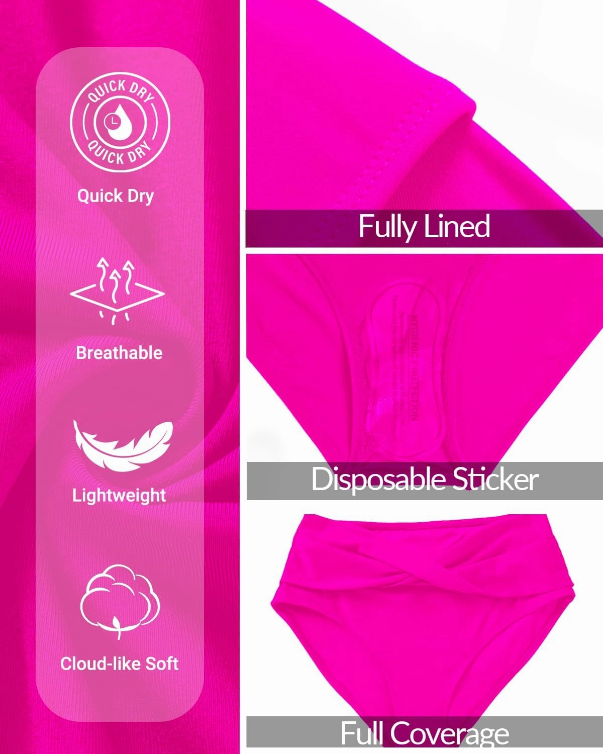 Women High Waist Bikini Bottom - V Cut Bathing Suit Bottoms Full Coverage Twist Front Swimsuit Bottom Swimwear 2025