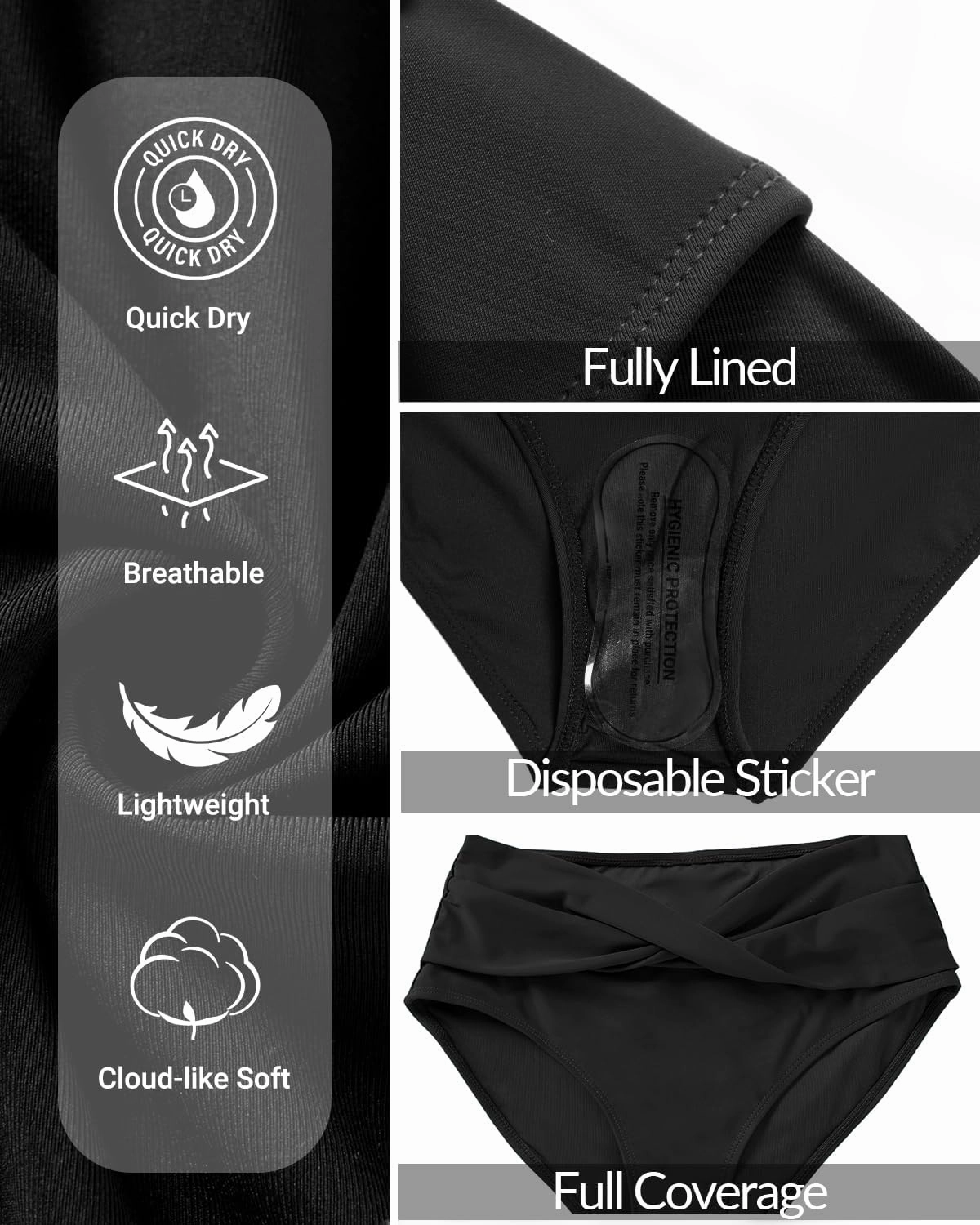 Women High Waist Bikini Bottom - V Cut Bathing Suit Bottoms Full Coverage Twist Front Swimsuit Bottom Swimwear 2025