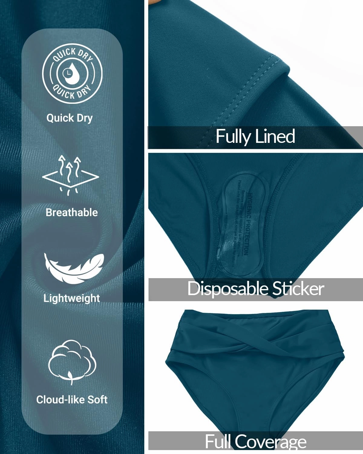 Women High Waist Bikini Bottom - V Cut Bathing Suit Bottoms Full Coverage Twist Front Swimsuit Bottom Swimwear 2025